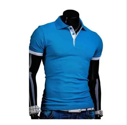 Синий Горячая летняя одежда бизнес camisa мужские s короткий рукав тонкие Молодежные привлекательные темно-серые Поло для отдыха рубашки мужские 5 цветов m-xxl - Цвет: Синий
