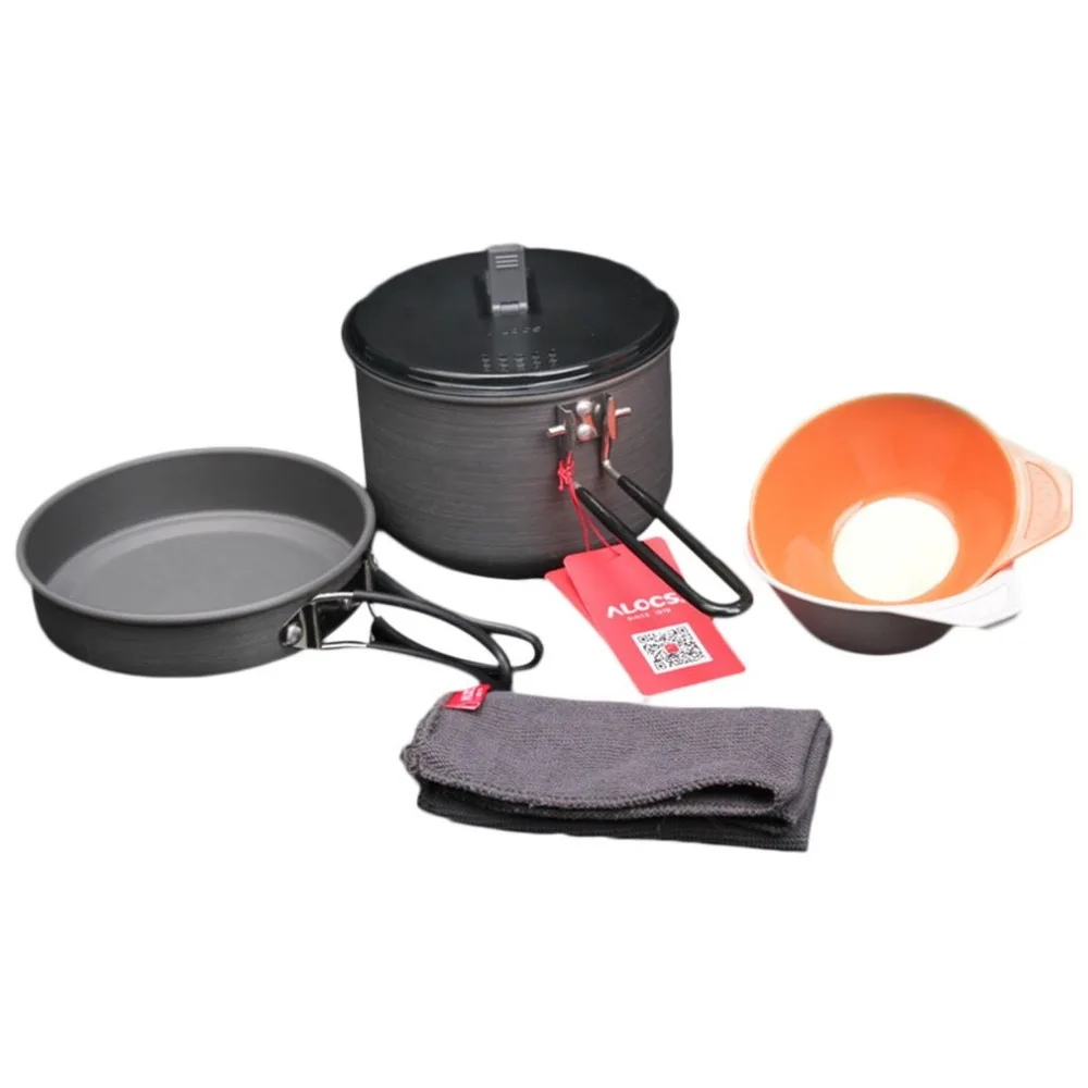 Alocs cw-c26 calentamiento rápido acampar al aire libre Utensilios de cocina camping pot tazón sartén set supervivencia al aire libre Herramientas para 1- 3 personas caliente