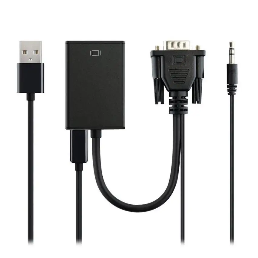 VGA Male To HDMI Output 1080P HD Audio TV AV HDTV Video Cable Converter Adapter