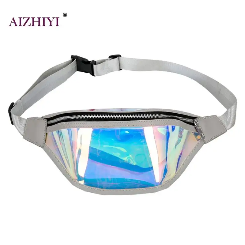 Женская ПВХ лазерная голограмма набедренная сумка пакет молнии светоотражающий пояс Сумка шикарная прозрачная для девочек прозрачная