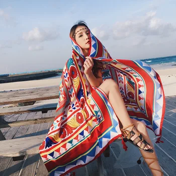 

Wrap Scarf Shawl Floral Printed Beach Casual Shawl Mandala Autumn Sunscreen Shawl Outside Rectangle Tapestry Windproof Scraves