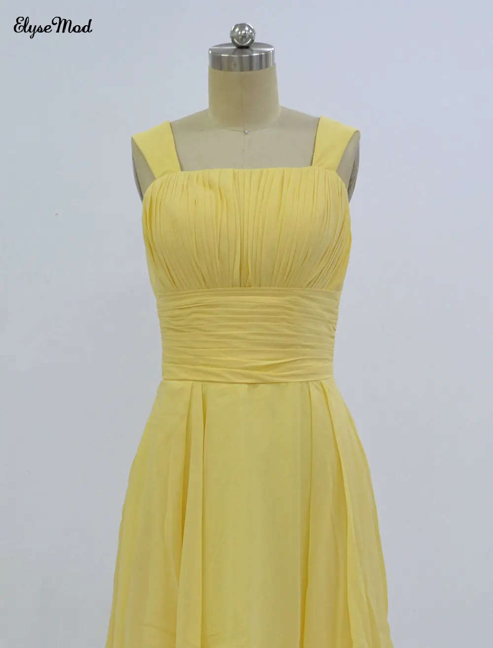 square neck yellow dress