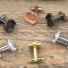 Пустые мужские металлические запонки базы с круглая корона, гнездо лоток Смола Кабошон французские запонки установки материалы для рукоделия DIY многоцветные