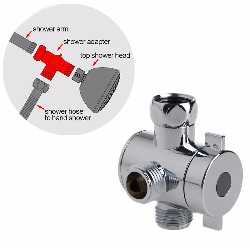 Three Way T-adapter Valve For Toilet Bidet Shower Head Diverter Valve 1/2 Inch