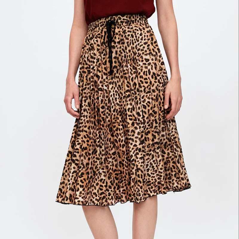 

Lady Sexy Leopard Print Skirts Summer Fashion Skirt Women Elegant Elastic Waist Female Mid Skirt S9903
