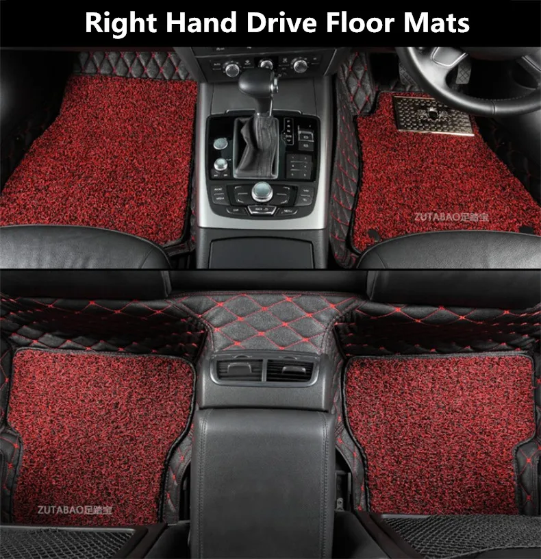 

Auto Floor Mats For Mercedes-Benz W117 W164 W166 X166 C292 W463 W222 Right Hand Drive Embroidery Leather Wire coil 2 Layer