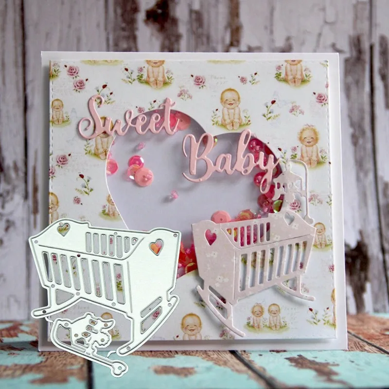 Cute Dies Scrapbooking Sweet Baby Crib Metal Cutting Dies DIY New 2018