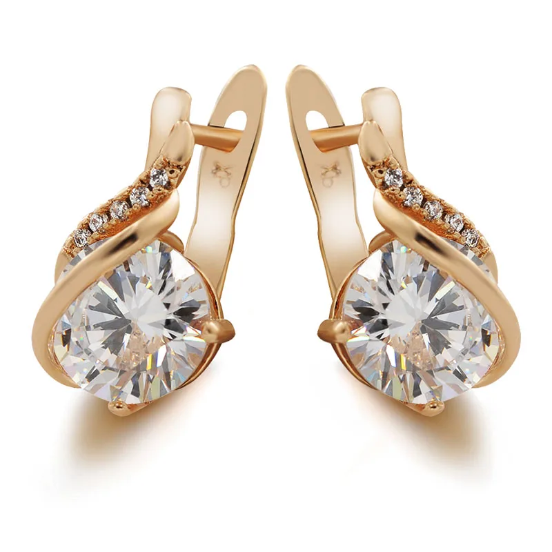 

MxGxFam 2019 Hoop Earrings For Women Gold Color 18 k Fashion jewelry CZ AAA+ Nickel Free