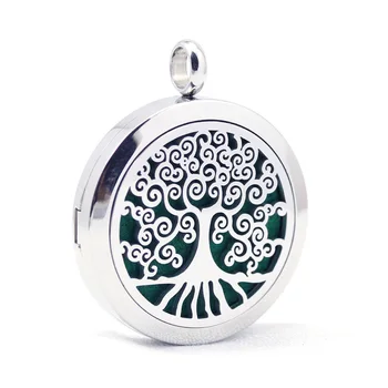 

30mm stainless steel tree of pattern design aromatherapy aroma essential oil diffuser necklace