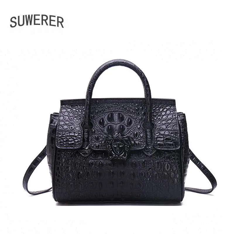 

SUWERER 2019 New women leather handbags Superior cowhide Genuine Leather women bags Women famous brand Luxury embossed bag