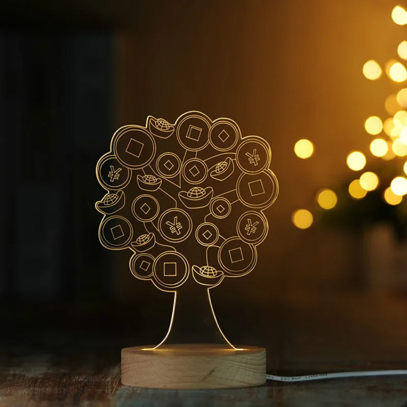 

Remote/Dimming 3D acrylic LED desk lamp Fortune tree/ heart tree shape/Rose Nightlights Decoration light gift for lover IY804016