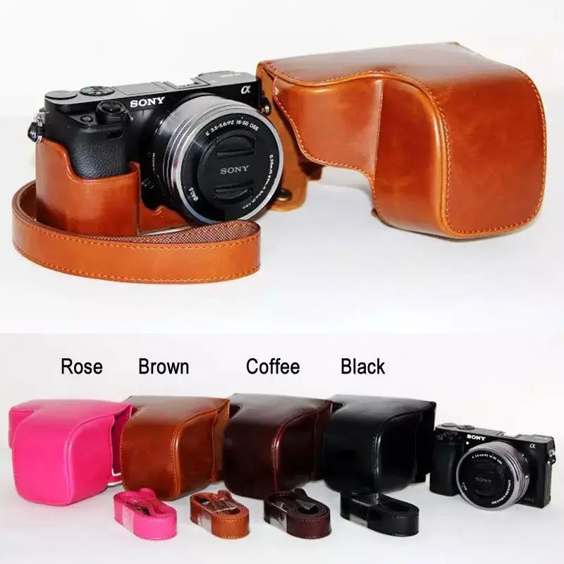 Pu Leather Camera Bag Case For Sony Alpha A6000 A6300 Nex6 Nex6 With