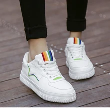 2017 Femmes Casual Chaussures Slip On Lace Up blanc Appartements Pu Chaussures Femme Plate-Forme des Femmes De Mode En Cuir Chaussures Chaussure Femme formateurs