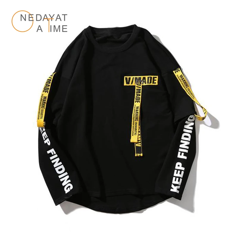 Newest Tide brand Eden T-shirt Men 3d Shirt Printing Letter Ribbon Harajuku Cotton Long Sleeve Punk T Shirt Fashion Casual Tops