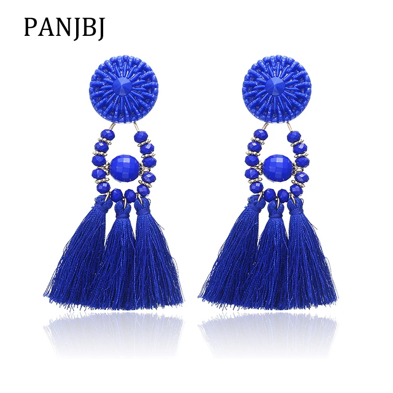

New Trendy Bohemian Colorful Resin Tassel Drop Earrings Vintage Long Dangle Earrings Brincos For Women Gifts Fashion Jewelry