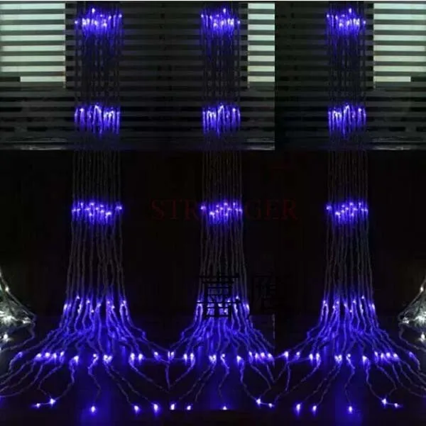 Разноцветный(3 м x 3 м) Рождество фон свадебного торжества праздничное проточной водой Водопад поток воды светодиодная гирлянда-штора строка 336 лампы