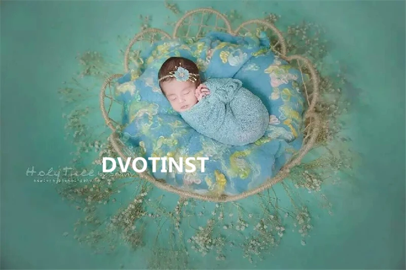 Dvotinst Newborn Baby Photography Props Wool Basket Background Round Blanket Mat Fotografia Accessory Studio Shooting Photo Prop | Детская