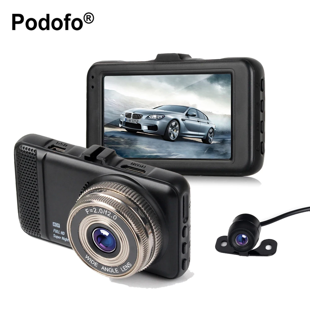 Podofo 3 inch Dual Lens Car DVRs font b Camera b font Full HD 1080P Car