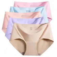 Лидер продаж, летнее мягкое дышащее женское нижнее белье из шелка, Размеры M, L, XL, сексуальные бесшовные трусики для девушек, трусы, нижнее белье