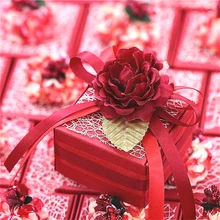 50psc/lot Wedding Favors Original Manual Custom Red Party Joyful Box Character of Creative Quality 6.5×6.5x4cm