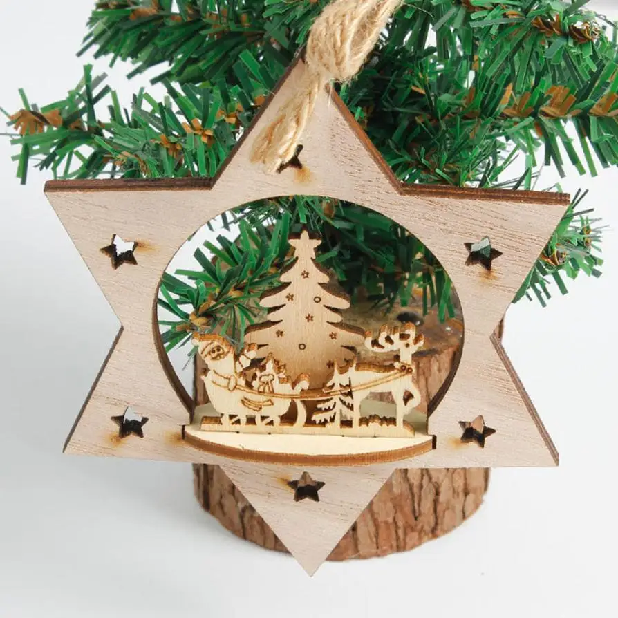 Snowflake Wood Embellishments Rustic Christmas Tree Hanging Ornament Decor drop shipping YH-459893 | Дом и сад