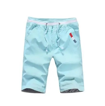Light blue Для мужчин летние большой Размеры одноцветное Цвет оснастки шорты 9 Цвета свободные модные спортивные Пляжные шорты Азиатский M-5XL - Цвет: Light blue
