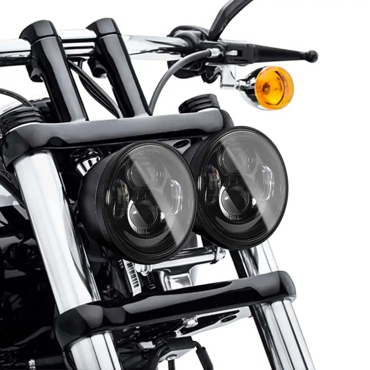 4,6" Пара DC 12 В светодиодный HI/LO фара для Dyna Fat Bob 2008 2009 2010 2011 2012 2013 черный/хром