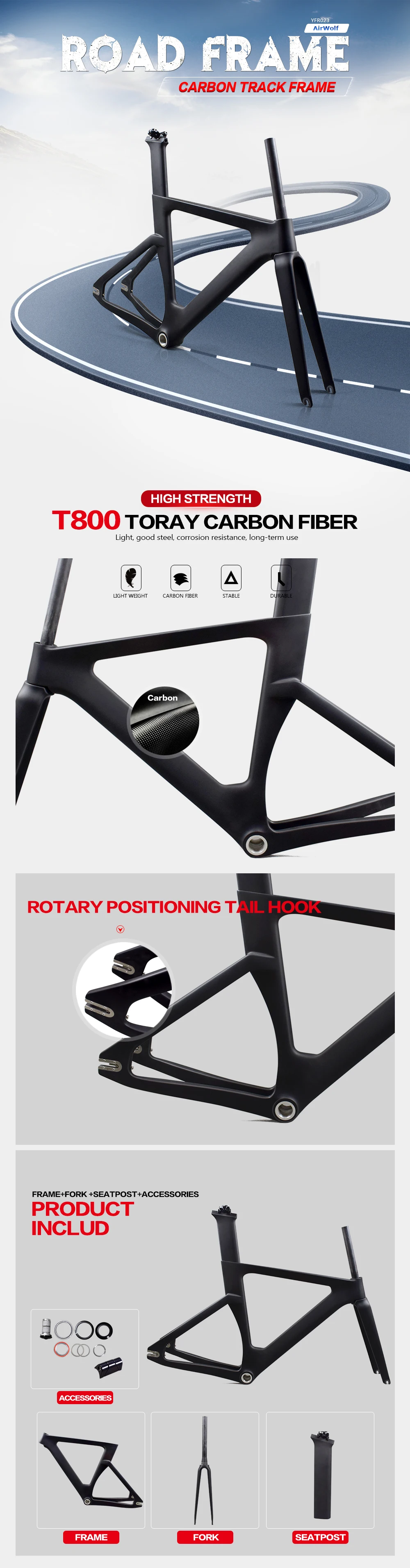 Cheap Airwolf Carbon Track Frame Fixed Gear bike frame BSA with Fork/seatpost road carbon frames 49/51/54cm Carbon Track Bike frameset 17 Cheap Airwolf Carbon Track Frame Fixed Gear bike frame BSA with Fork/seatpost road carbon frames 49/51/54cm Carbon Track Bike frameset 17