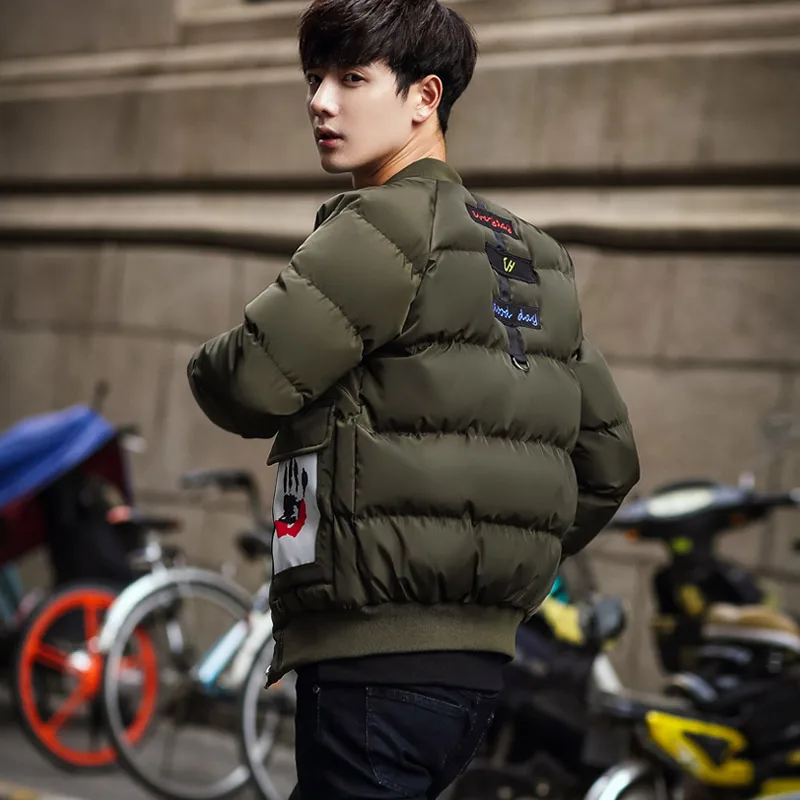 Aberdeen baseball winter coat collar size down cotton thickened young men students short cotton padded jacket.