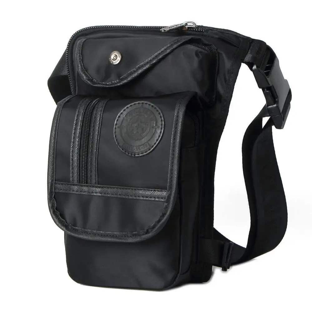 Мужская парусиновая хип-ремень забавная сумка на пояс Талия, бедро-ножная капля сумка Военная езда мотоцикл мужская сумка через плечо - Цвет: Black Nylon material