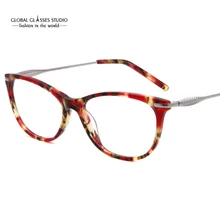 Новая мода для женщин девушка цветок кошачий глаз ацетат Вино Фиолетовый Черный гибкий шарнир оптические очки по рецепту доступные очки G118