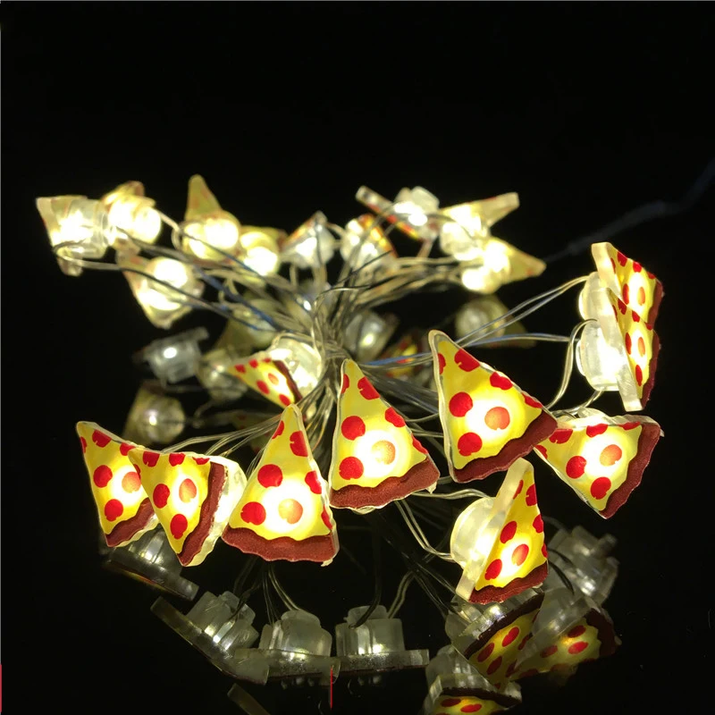 

2M 20 LED Cartoon Pizza Copper Wire LED Night Living Room Bedroom Decoration LED String Lights for Xmas Party Birthday