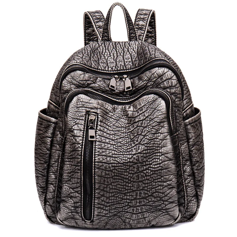 Fashion Crocodile Leather Shoulder Bag 2016 New Simple Small Backpack Leisure Travel Bag Ladies