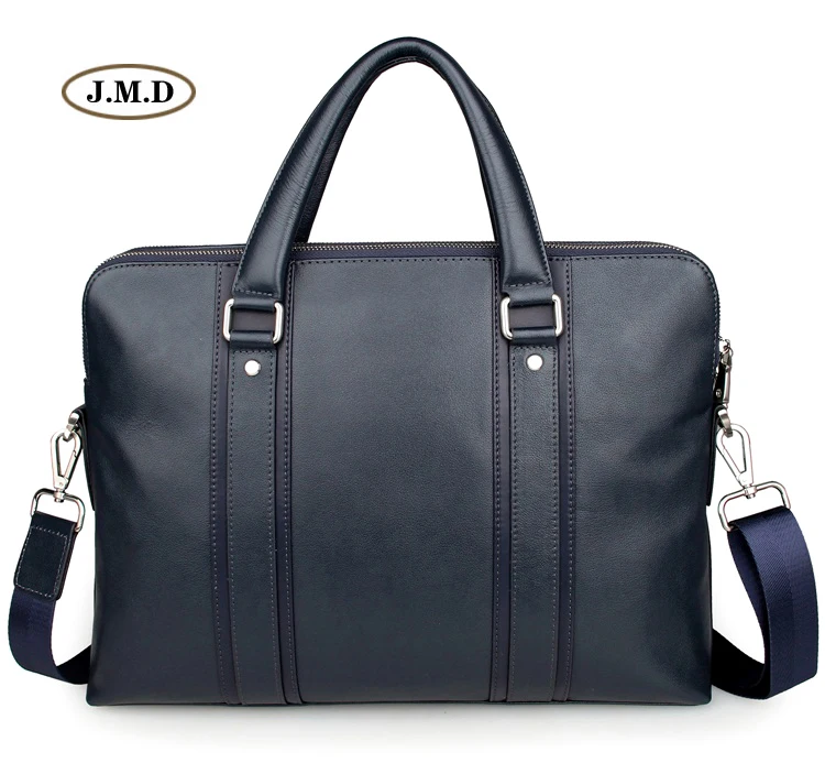 

J.M.D Genuine Leather Simple Design Handbag Male Fashion Blue Briefcases 15 inches Laptop Bag Shoulder Bag Messenger Bag 7325K