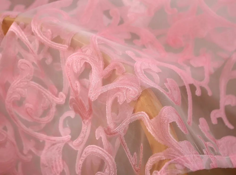 Красный Pteris Тюль деревенский жаккард органза вуаль занавес ткань розовый занавес s для гостиной Марля желтый для окна AP173-15