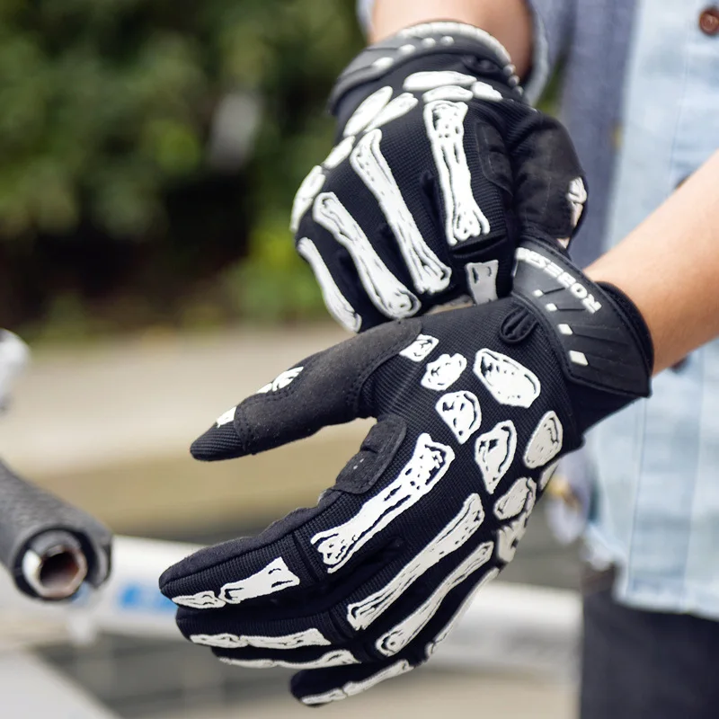Qepae Cycling Bike Outdoor Sports Bicycle Skeleton Anti-Slip Breathable Half-Finger Gloves