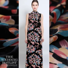 Весна и лето, высокий заказ, полый шелковистый бархат, шелковая ткань бархатный костюм, cheongsam, модная юбка, ткань