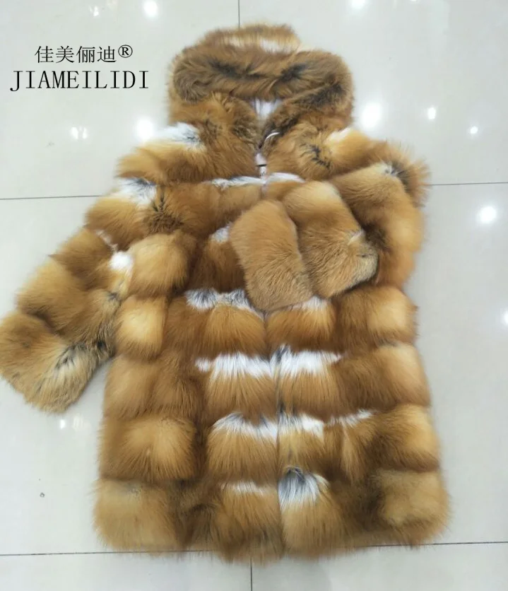 

Women real red fox fur coats natural color fur jacket female winter fur clothing hooded overcoat