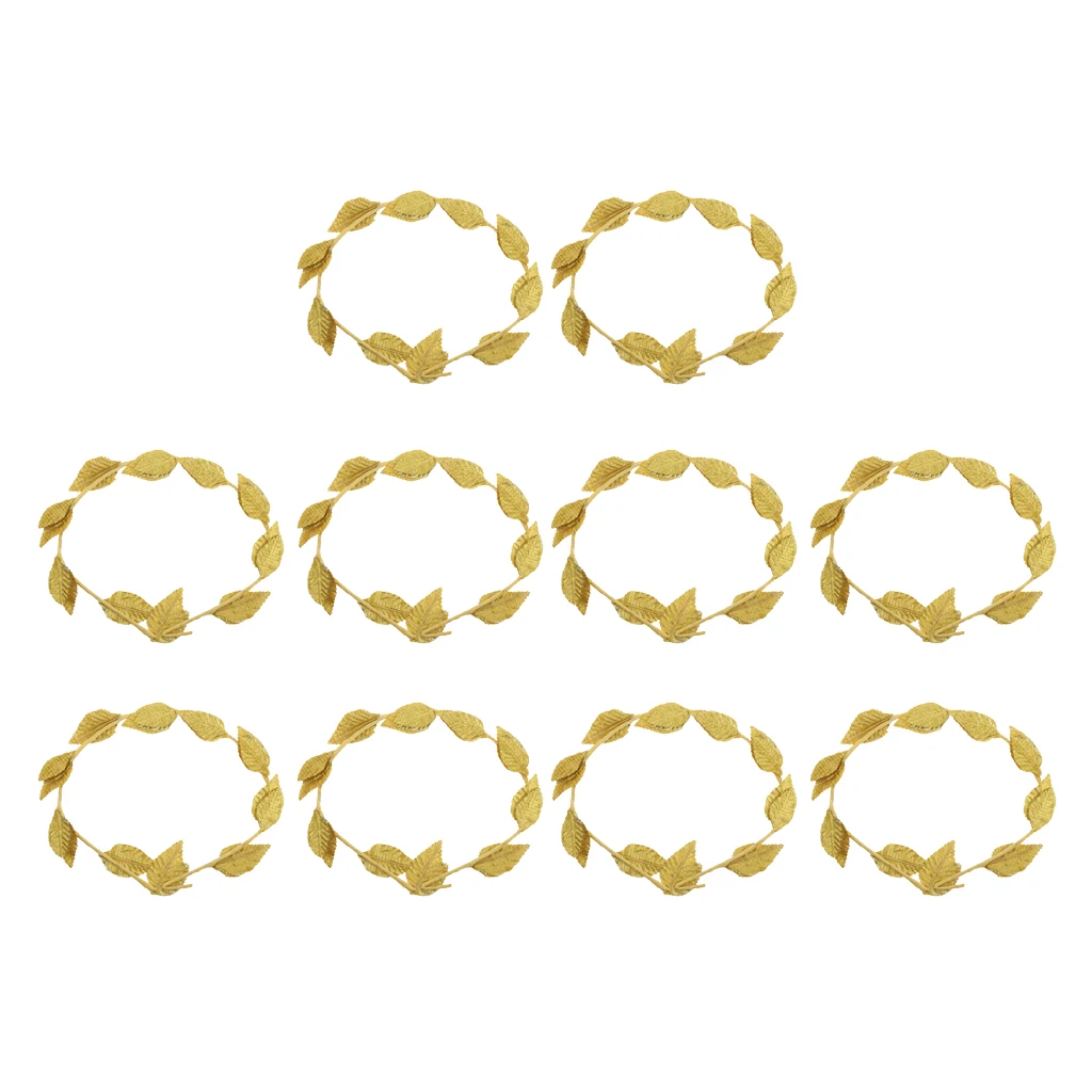 10pcs Laurel Wreath Roman Greek Goddess Gold Leaf Headband Summer Beach Wedding Hair Accessories Gift