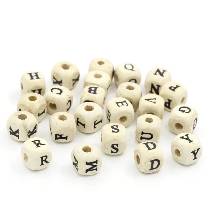 

DoreenBeads 200PCs Natural Alphabet/ Letter Cube Wood Beads 10x10mm(3/8"x3/8") (B22006)