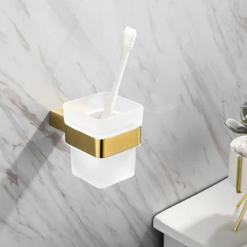 

304 stainless steel brushed gold single cup holder bathroom washing rack cup holder toothbrush holder