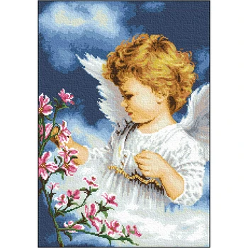 

oil painting styles little angel flowers counted cross stitch kits 14ct Needle Arts & Craft set baby gift newest high quality