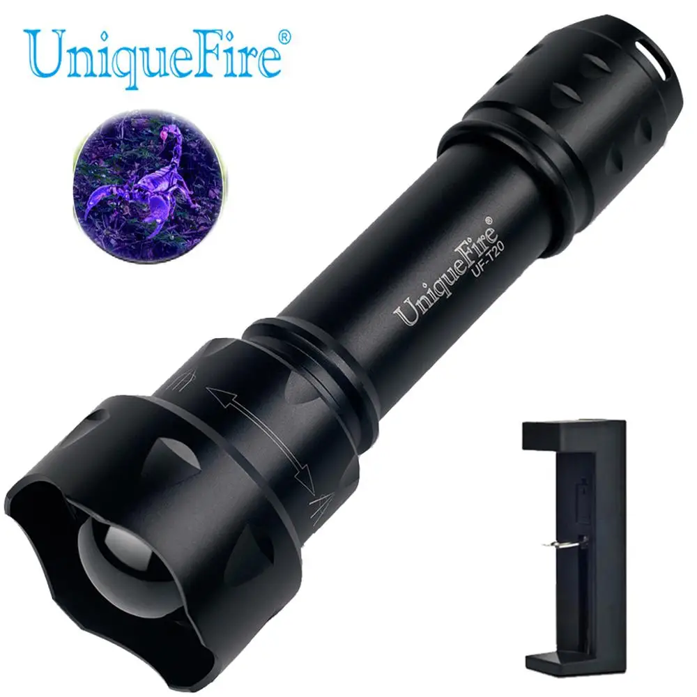 UniqueFire T20 UV 365nm Ультрафиолетовый светодиодный фонарик 1 Режим детектор моча