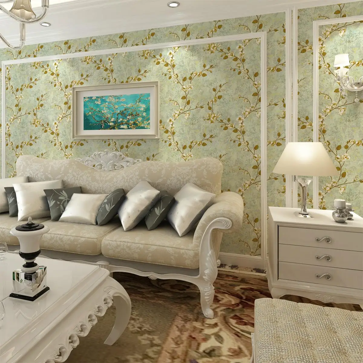 

0.53x10m American Pastoral Style Retro Floral Nonwovens Wallpaper Wedding Room Bedroom Living Room Kids Room TV Background Wall