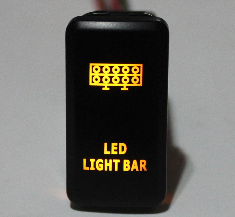 

LED LIGHT BAR Push Button Switch Orange LED For Toyota Landcruiser Hilux FJ Cruiser ON OFF Switch With Wire 12 Volt 3Amp