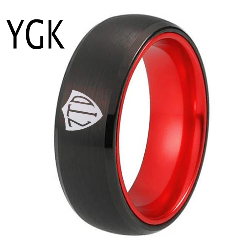 8mm Black Tungsten With Red Aluminum Rings CTR Rings Choose The Right Ring Women and Men's Faith Jewelry Personalize Party Rings