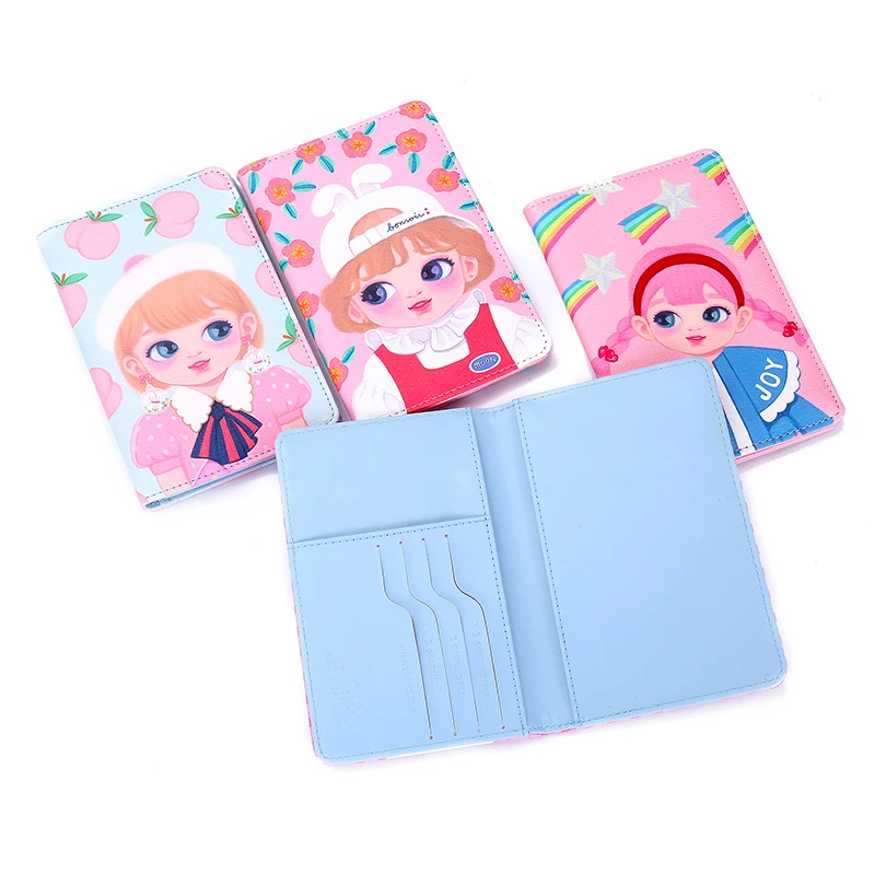 Korean-Style-Cartoon-Cute-Flower-USA-Passport-Cover-For-Women-Girls-Pink-Leather-Travel-Passport-Holder