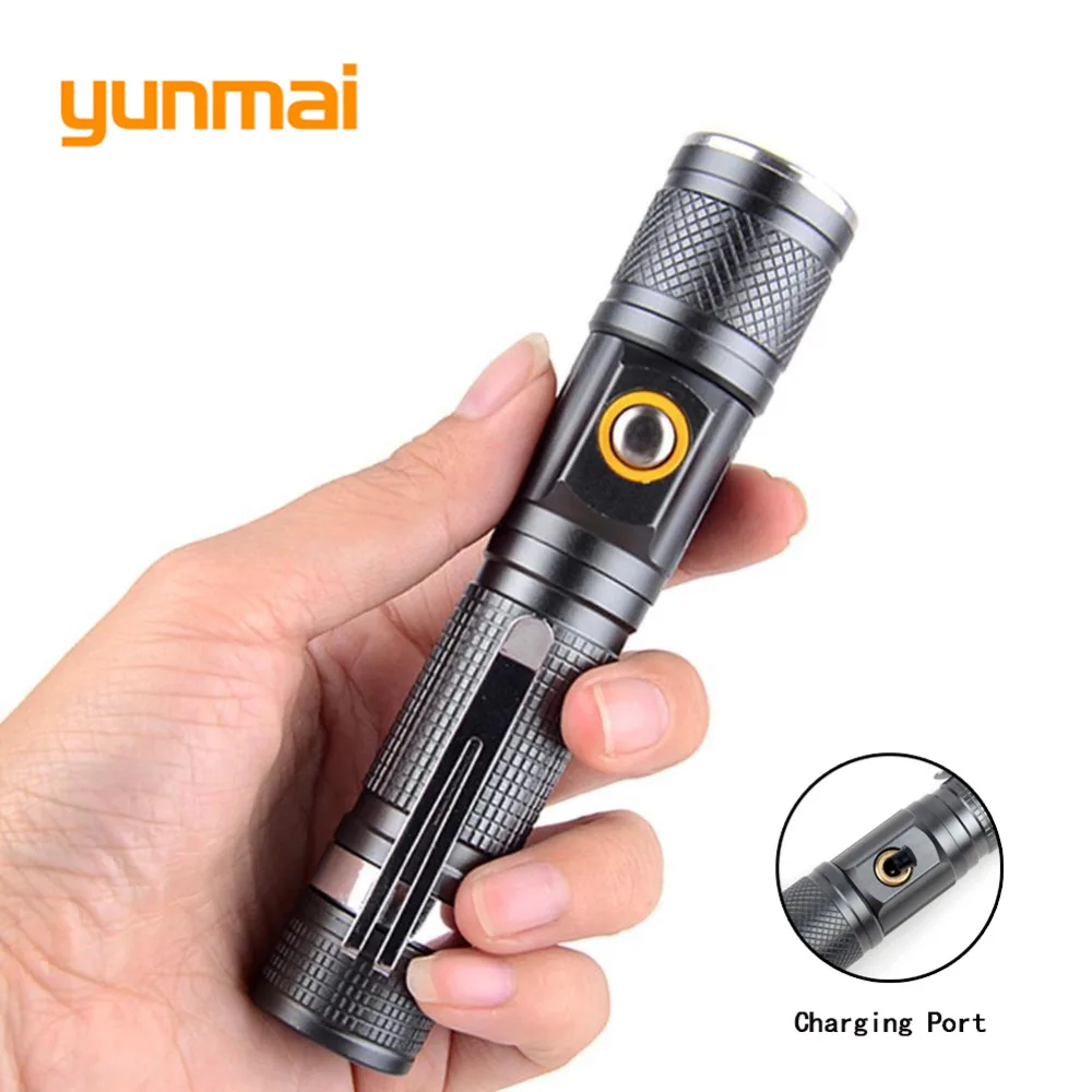 

yunmai Tactical T6 Flashlight 8000 Lumens 3 Modes 18650 Battery Direct Charging Torch Portable Strap for Holding A609