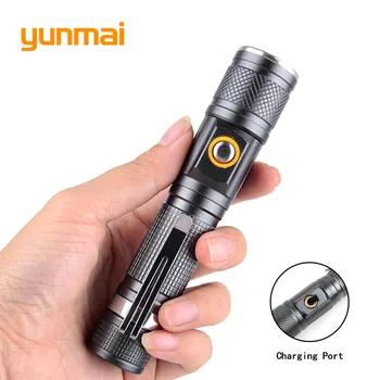 

yunmai Zoomable T6 Flashlight 8000 Lumens 3 Modes 18650 Battery Tactical Direct Charging Torch Portable Aluminum