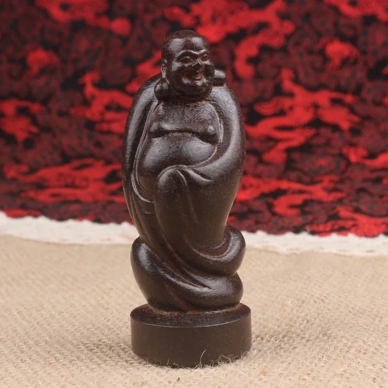 

8.3cm Small Wood carving statues Maitreya Wooden Buddha statue Crafts fengshui Buddha